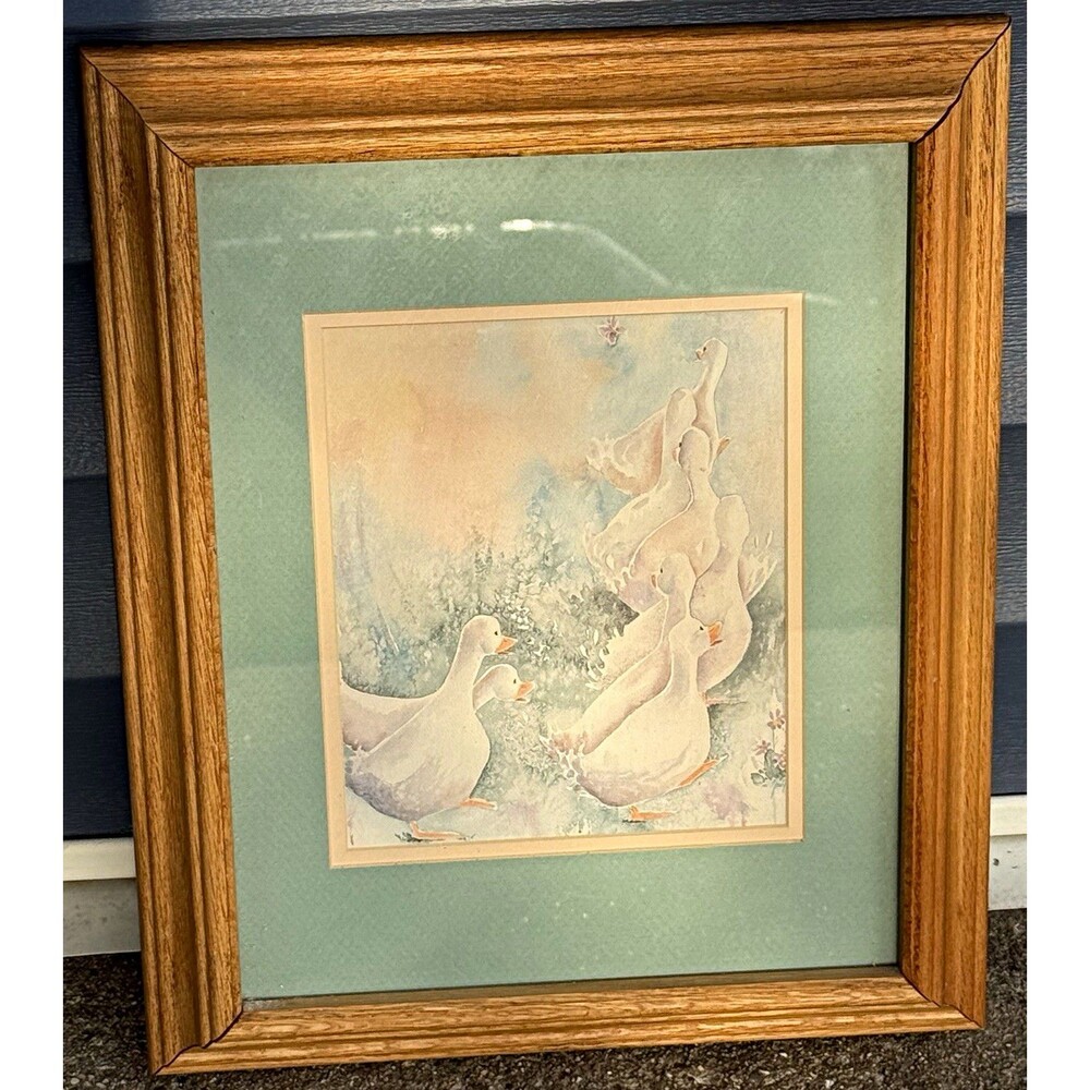 Duck watercolor print framed and matted cottage core nursery decor